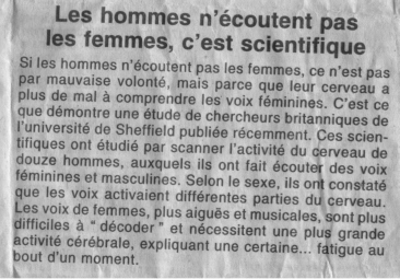 Les hommes et l’écoute, désillusion et exaspération